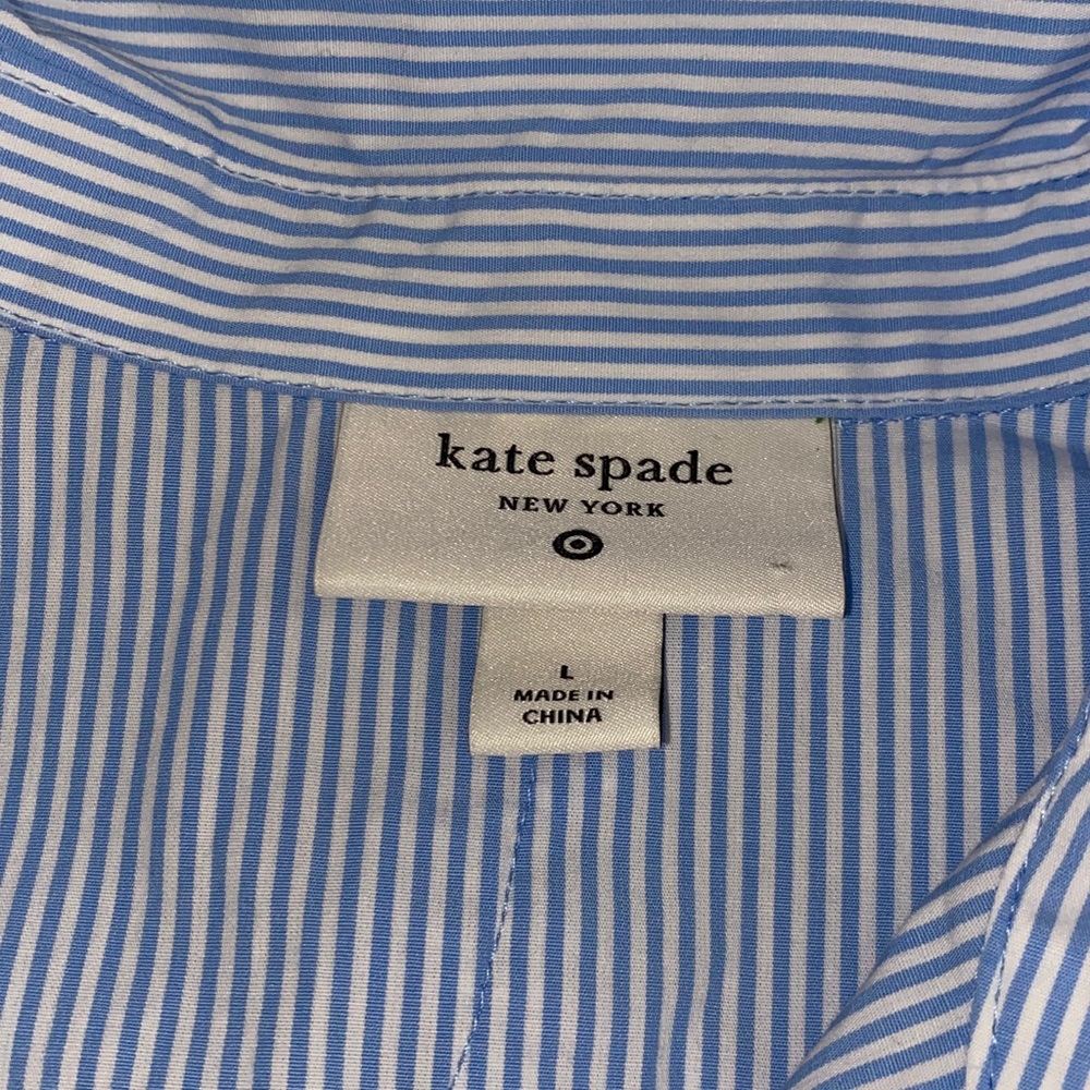 KATE SPADE New York x Target Ribbon Short Sleeve Midi Shirtdress in blue stripe. - Picture 6 of 8